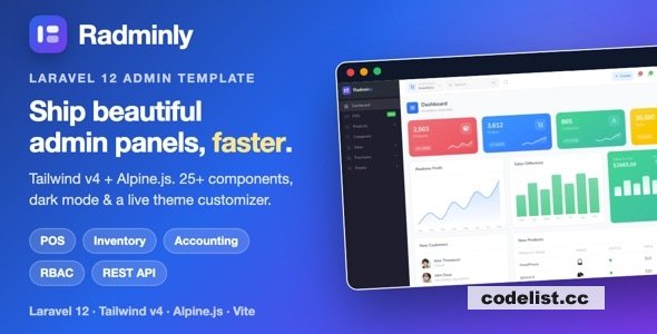 Radminly v4.0.0 - Laravel Tailwind Admin Template with POS, Inventory, Accounting &amp; More