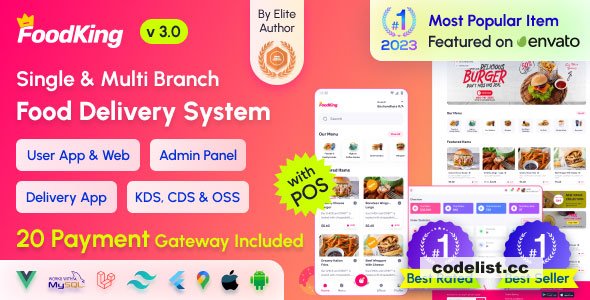 FoodKing v4.1 - Restaurant Food Delivery System with Admin Panel &amp; Delivery Man App - Restaurant POS - nulled
