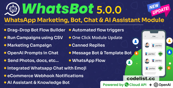 WhatsBot v5.0.0 - WhatsApp Marketing, Bot, Chat & AI Personal Assistant Module for Perfex CRM