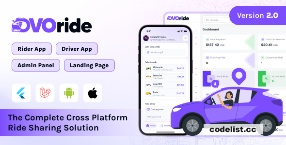 OvoRide v2.0 - Complete Cross Platform Ride Sharing Solution