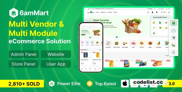 6amMart v3.8 - Multivendor Food, Grocery, eCommerce, Parcel, Pharmacy delivery app with Admin & Website