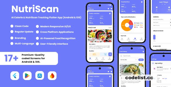 NutriScan v2.1.2 - AI Food Nutrition Analysis Flutter App for Android & iOS