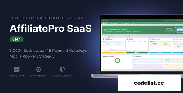 AffiliatePro SaaS v14.0.0.0 – Affiliate & Vendor System + Mobile App, AI, Telegram