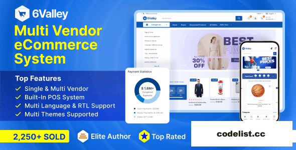 6valley v16.1 - Multi-Vendor E-commerce - Complete eCommerce Mobile App, Web, Seller and Admin Panel