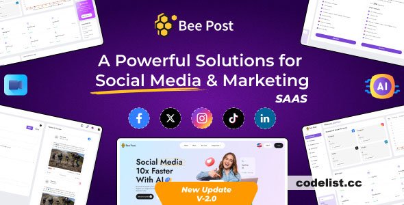 BeePost v2.4 - AI Social Media Management & Content Creation SaaS with Subscription System