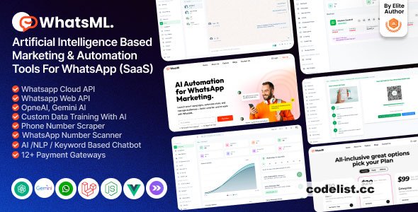 WhatsML v1.0.1 – AI-Based Marketing & Chat Automation & Bulk Sender Tools for WhatsApp (SaaS)