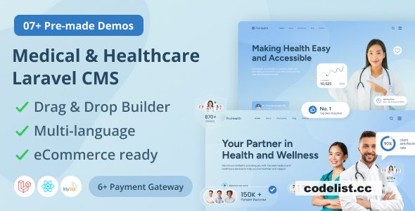 Prohealth v1.1 - Medical and Healthcare Laravel CMS With Live Page Builder