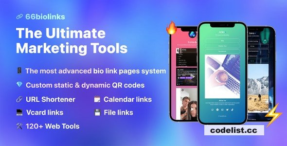 66biolinks v57.1.0 - Bio Links, URL Shortener, QR Codes & Web Tools (SAAS)