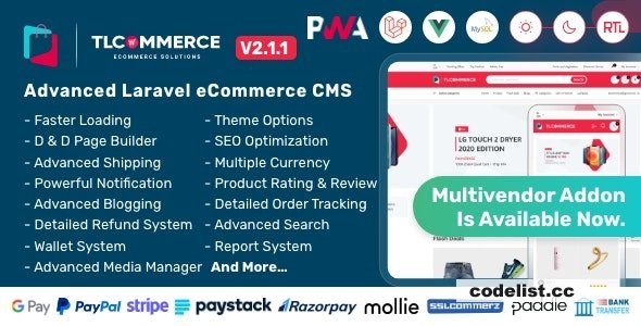 TLCommerce v3.2.0 - Laravel & VueJS Powered Ecommerce CMS with PWA