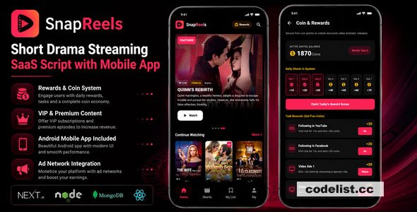 SnapReels v1.1.2 - Short Drama Streaming SAAS Script with Android App